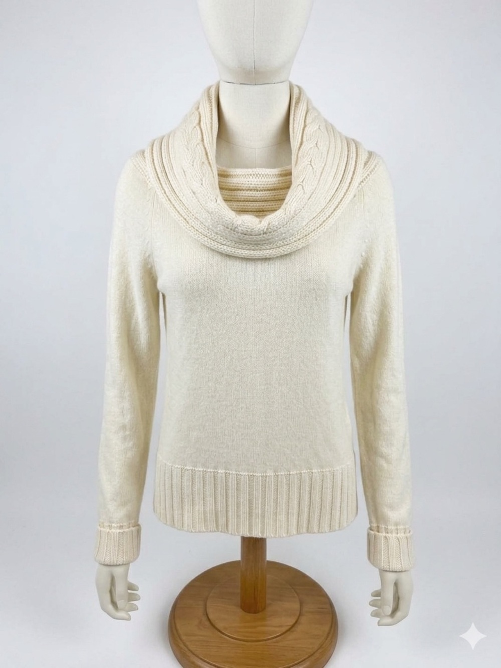 Michael Kors Cream Cable-Detail Cowl Neck Sweater